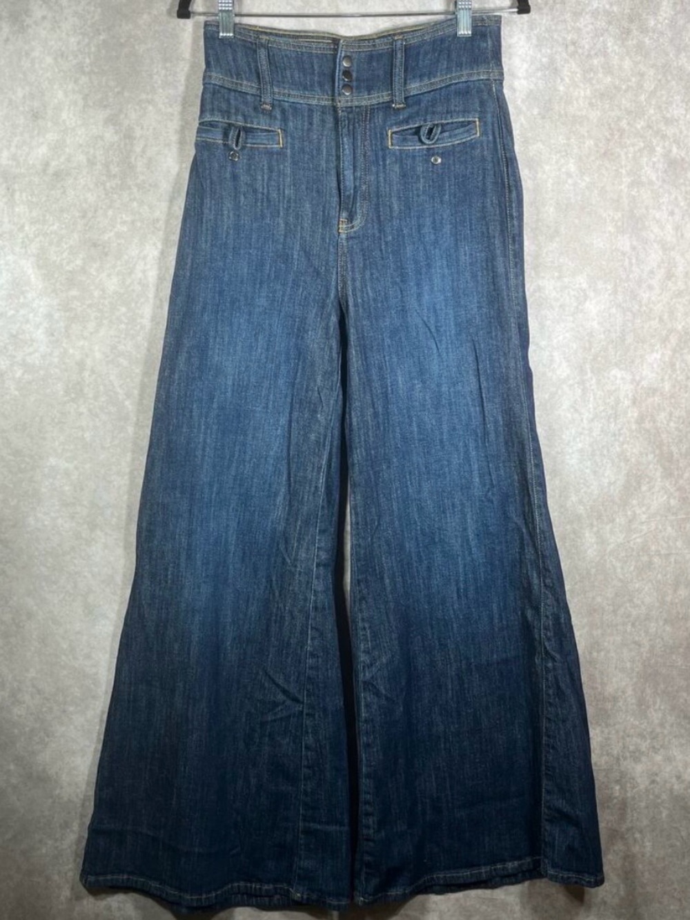 Pilcro Wide Leg Jeans Womens 27 Blue Dark Wash Denim High Rise Casual